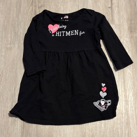 Black Long Sleeve Dress with Heart Accents - Picture 1 of 1